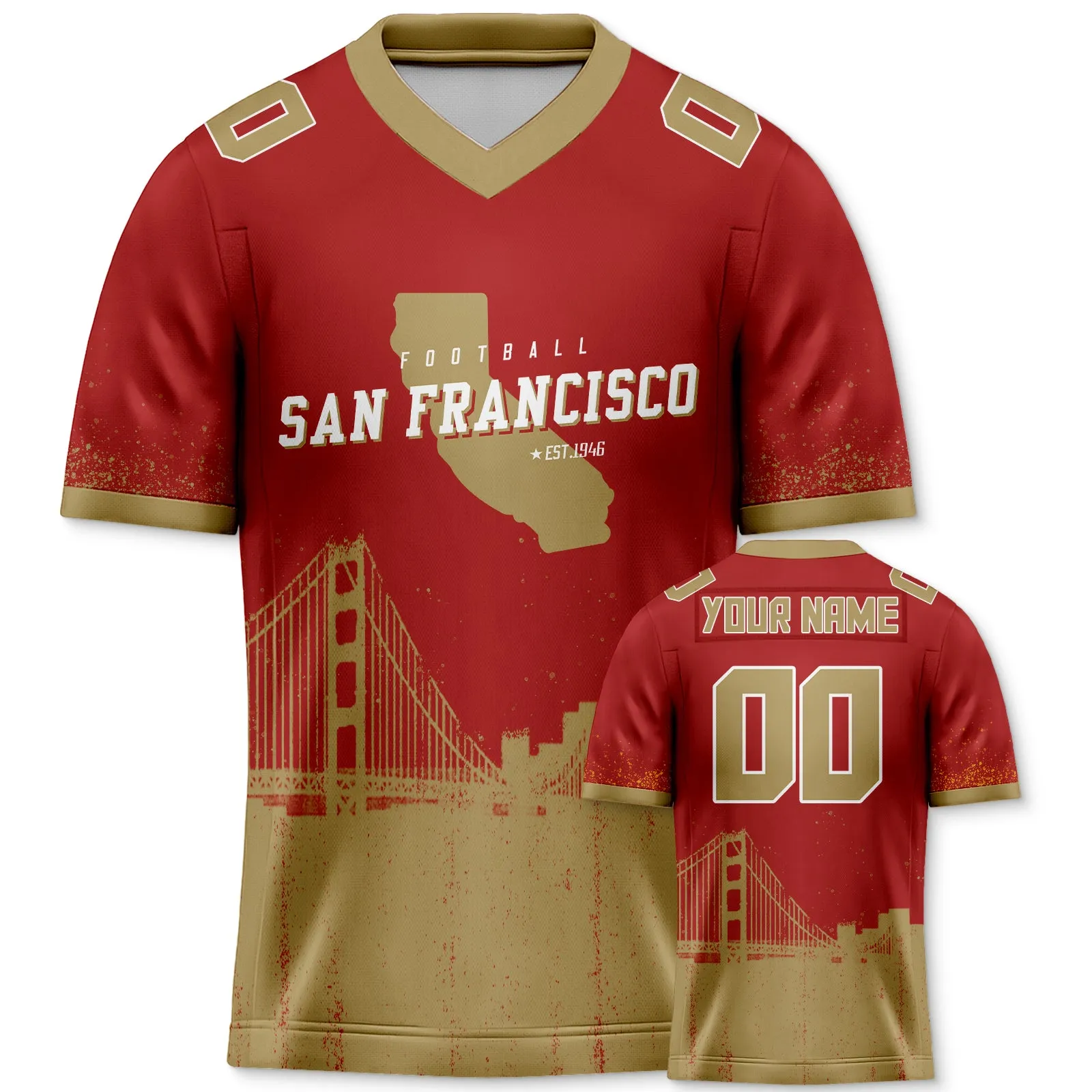 Custom Football Jersey San Francisco 49ers City Map Graffiti Shirt Unisex Personalized Name and Number for Men Women Youth Football Fans Gift