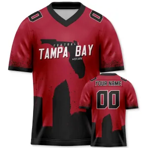 Custom Football Jersey Tampa Bay Buccaneers City Map Graffiti Shirt Unisex Personalized Name and Number for Men Women Youth Football Fans Gift