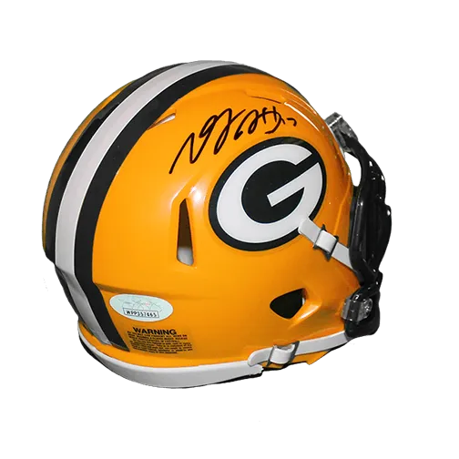 Davante Adams Packers Autographed Mini Speed Football Helmet Yellow (Beckett)