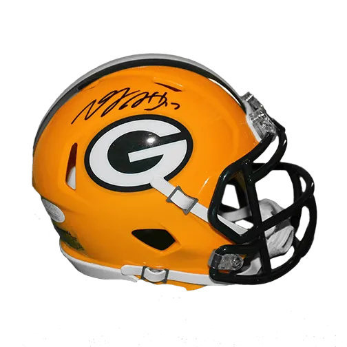 Davante Adams Packers Autographed Mini Speed Football Helmet Yellow (Beckett)