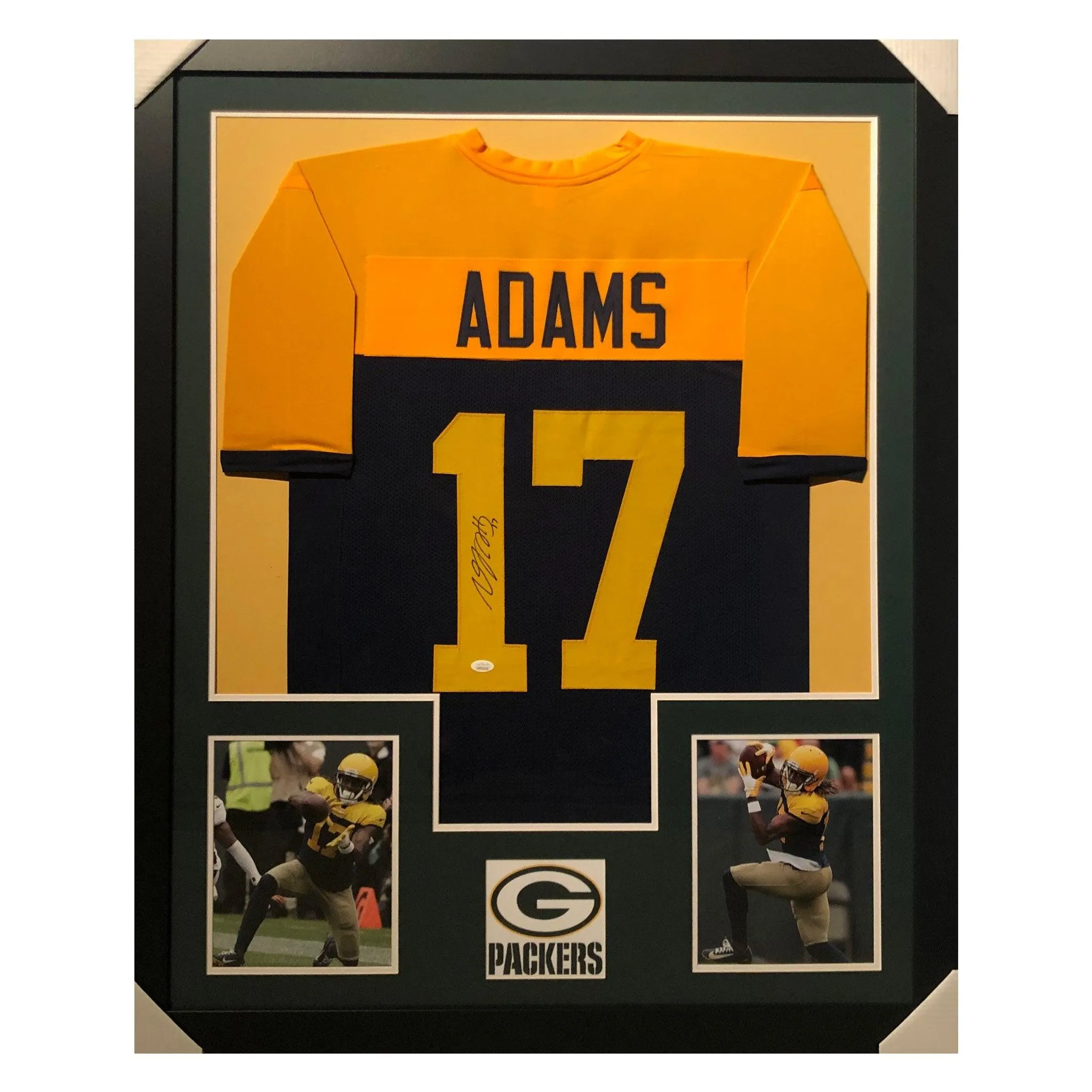 Davante Adams Signed Framed Vertical Layout Pro Edition Color Rush Jersey (JSA)