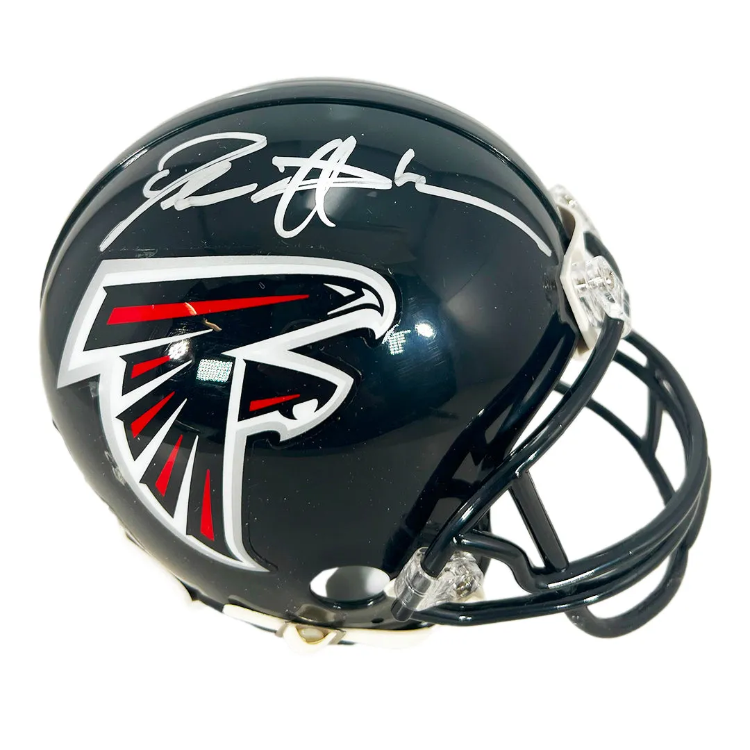 Deion Sanders Signed Atlanta Falcons Mini Football Helmet Silver Ink (Beckett)