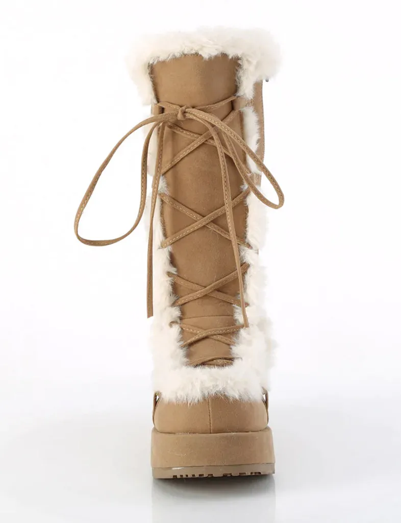 DEMONIA CUBBY 311 PLATFORM BOOTS - CAMEL