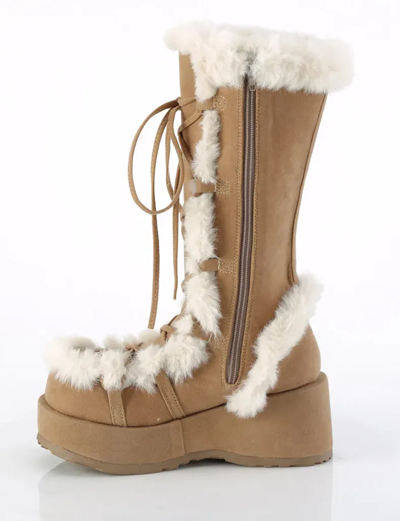 DEMONIA CUBBY 311 PLATFORM BOOTS - CAMEL