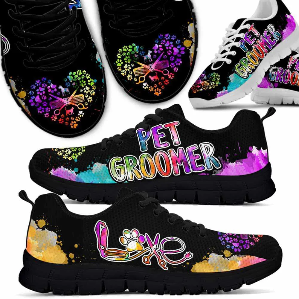 Dog Groomer Sneaker, Dog Groomer Watercolor Love Sneakers Shoes, Best Running Shoes, Unique Gifts For Dog Lovers