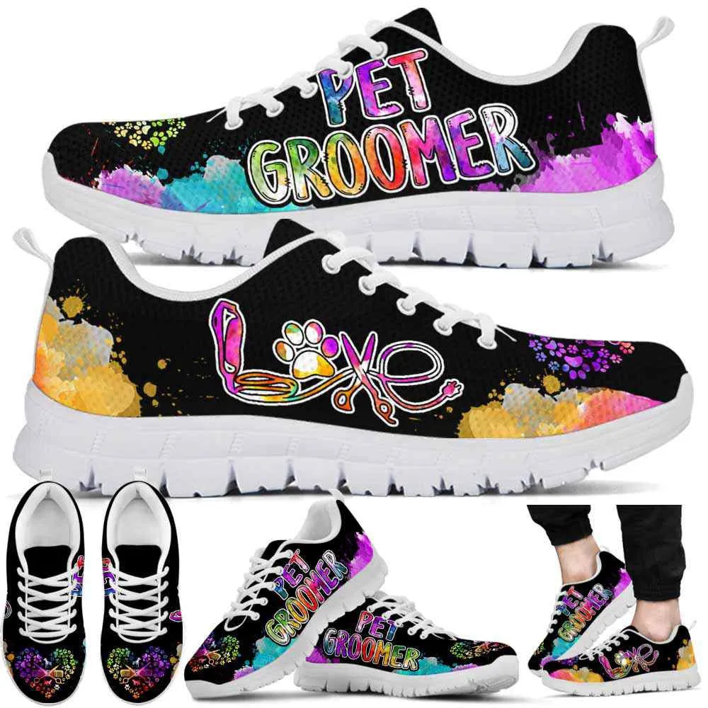 Dog Groomer Sneaker, Dog Groomer Watercolor Love Sneakers Shoes, Best Running Shoes, Unique Gifts For Dog Lovers