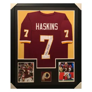 Dwayne Haskins Signed Framed Vertical Layout Pro Edition Red Jersey (JSA)