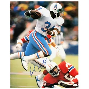 Earl Campbell Signed Houston White Jersey Football 16x20 Photo (JSA)