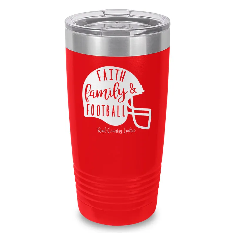 Faith Family Football Laser Etched Tumbler