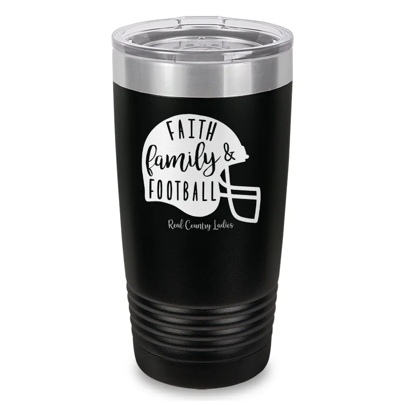 Faith Family Football Laser Etched Tumbler