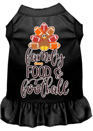 Family, Food, And Football Screen Print Dog Dress Black Xs