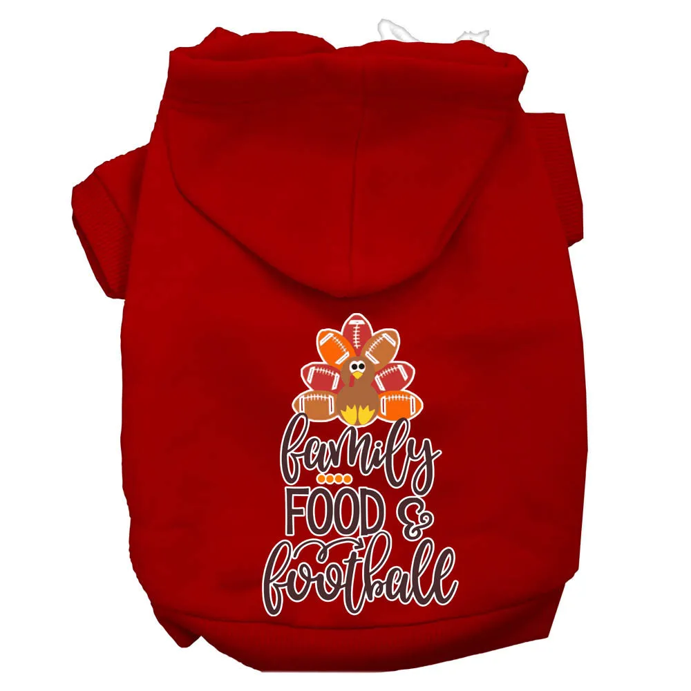 Family, Food, And Football Screen Print Dog Hoodie Red Xxxl