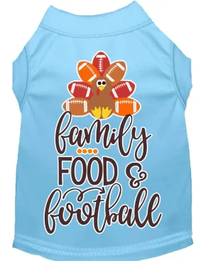 Family, Food, And Football Screen Print Dog Shirt Baby Blue Sm