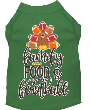 Family, Food, And Football Screen Print Dog Shirt Green Sm