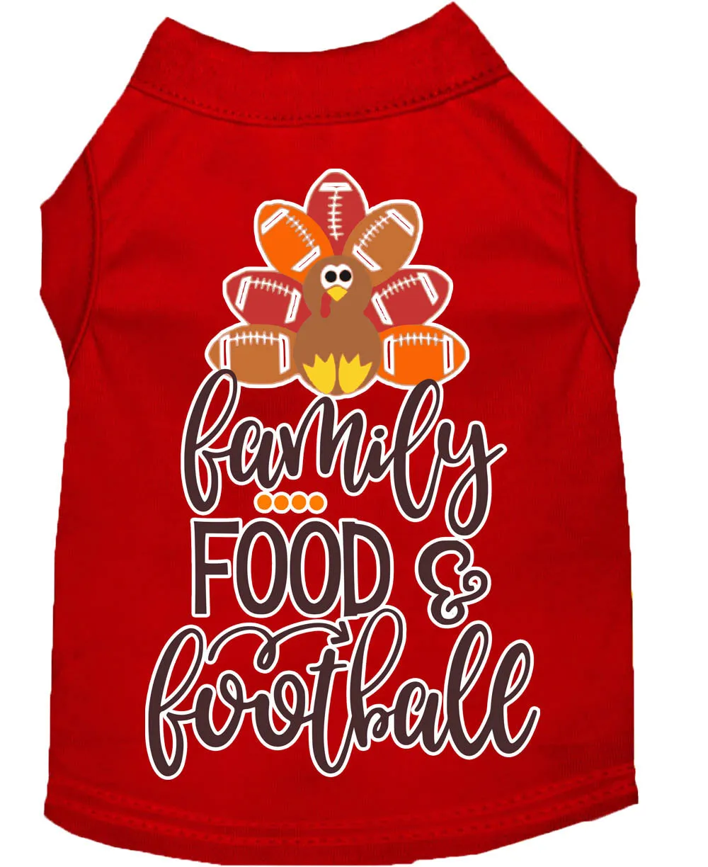 Family, Food, And Football Screen Print Dog Shirt Red Lg