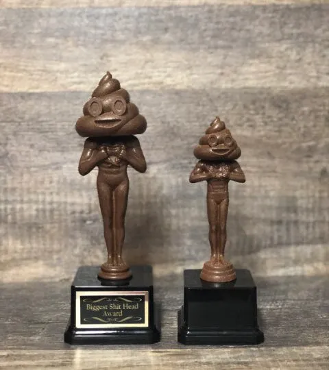 Fantasy Football Loser Funny Trophy Shit Head or Poop Head Award Full Of Shit LOSER Trophy FFL Last Place Fantasy Party Pooper Funny Award