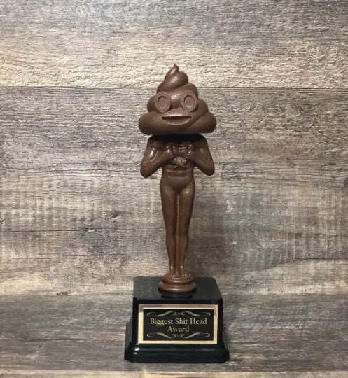 Fantasy Football Loser Funny Trophy Shit Head or Poop Head Award Full Of Shit LOSER Trophy FFL Last Place Fantasy Party Pooper Funny Award