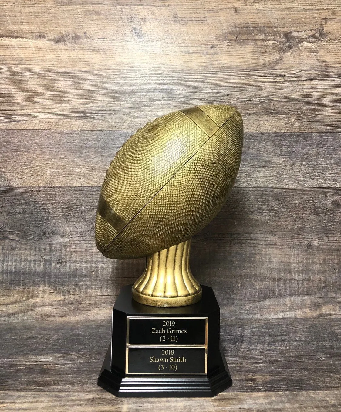 Fantasy Football Trophy League Trophy FFL Trophy 15" FULL SIZE Antique Gold Football 6 or 12 Year Perpetual Championship League Award Winner