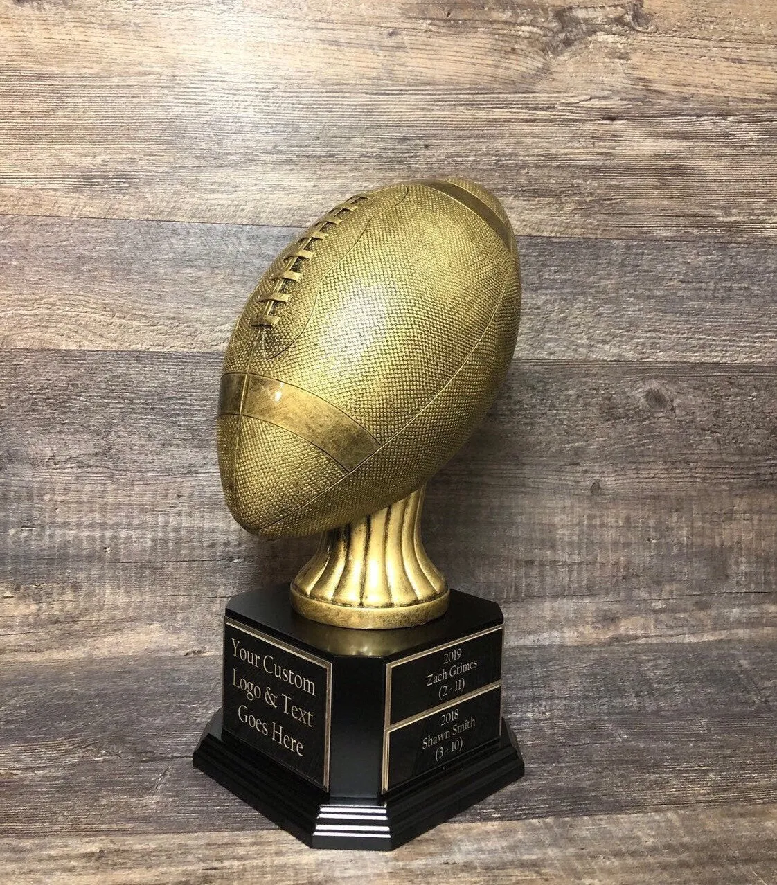 Fantasy Football Trophy League Trophy FFL Trophy 15" FULL SIZE Antique Gold Football 6 or 12 Year Perpetual Championship League Award Winner