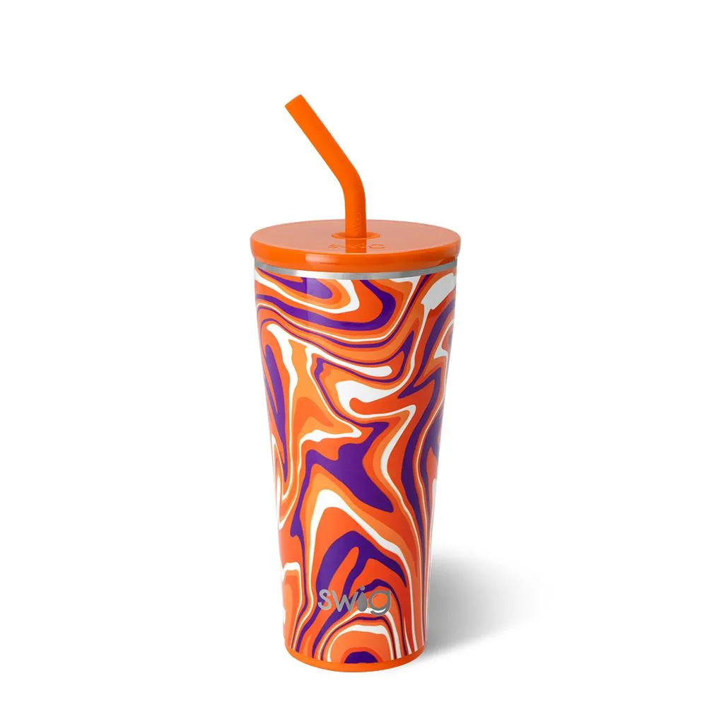 Fanzone Orange   Purple Straw Tumbler 32oz