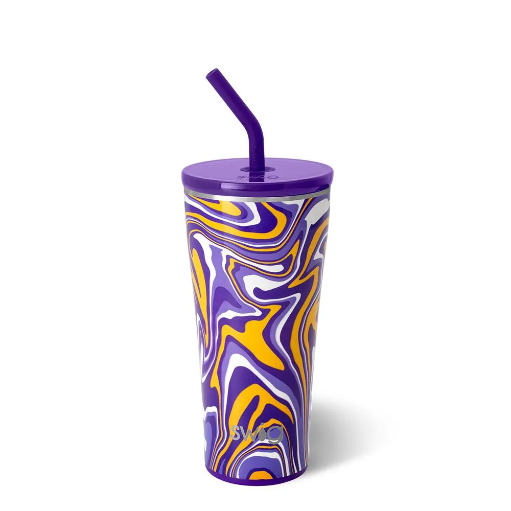 Fanzone Purple   Yellow Straw Tumbler 32oz