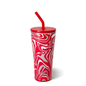 Fanzone Red   Grey Straw Tumbler 32oz