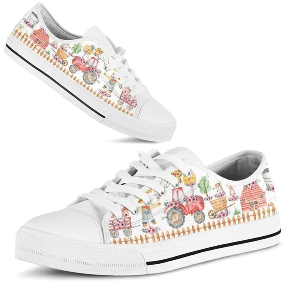 Farm Hobby Flower Watercolor Low Top Shoes, Low Top Sneaker, Low Top Canvas Shoes