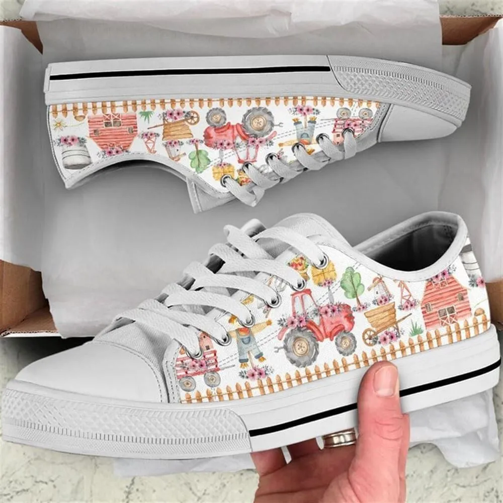 Farm Hobby Flower Watercolor Low Top Shoes, Low Top Sneaker, Low Top Canvas Shoes