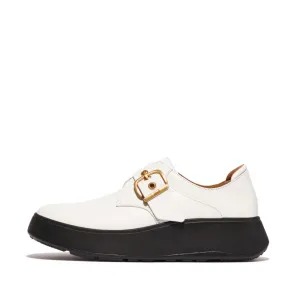 FitFlop F-Mode Leather Flatform Monk Strap Shoe Urban White