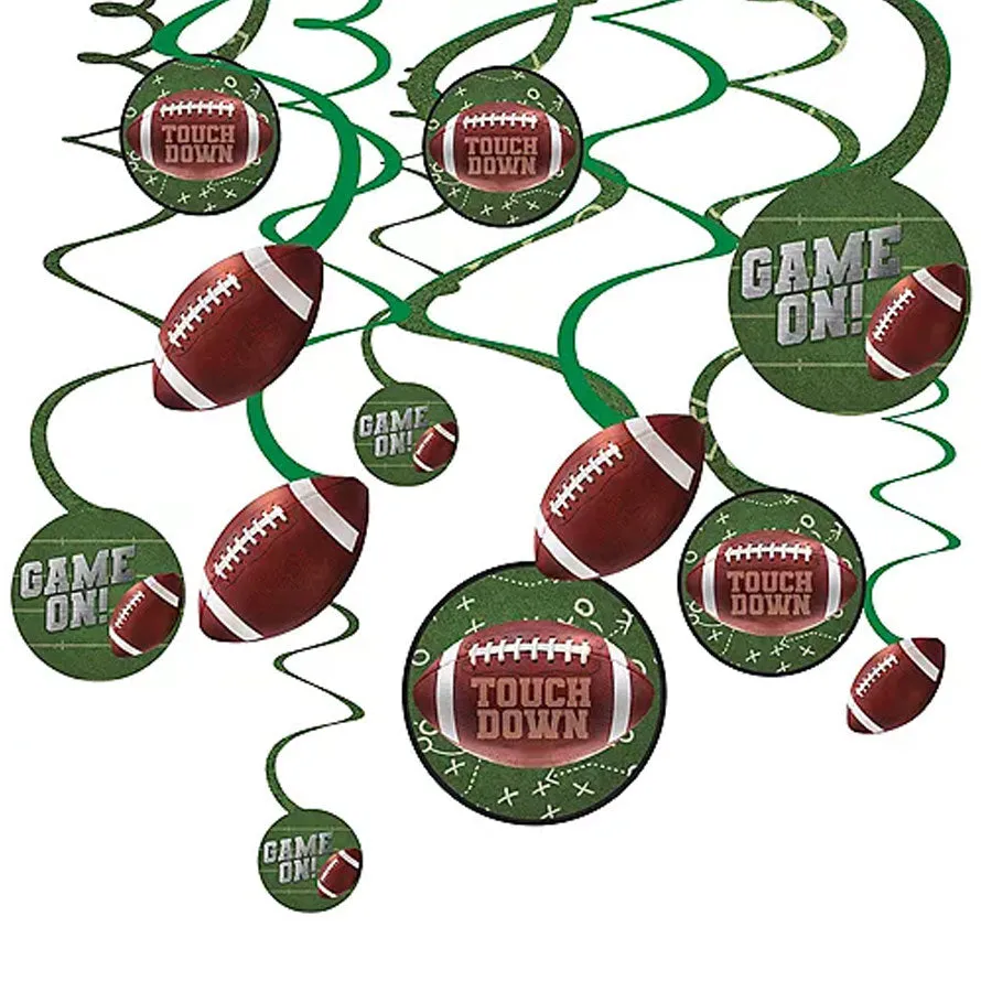 Football Go Fight Win Swirl Decorations | 12ct