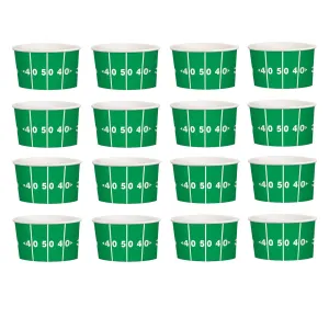 Football Party Supplies - Green Yard Line Paper Cups for Snacks and Favors, 9.5 Ounce Size (Serves 16)