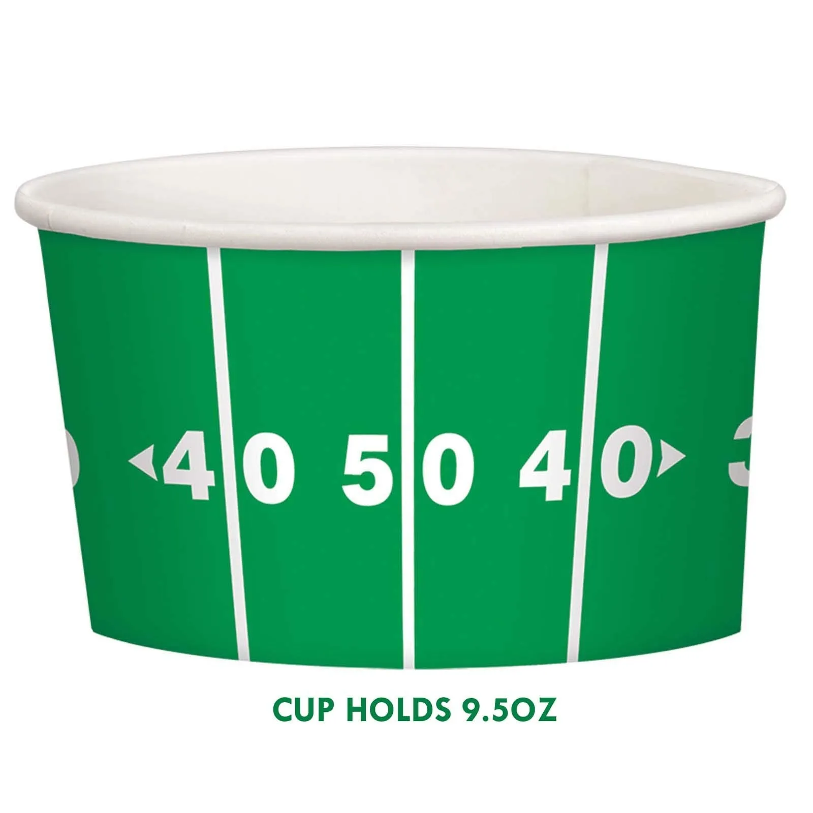 Football Party Supplies - Green Yard Line Paper Cups for Snacks and Favors, 9.5 Ounce Size (Serves 16)