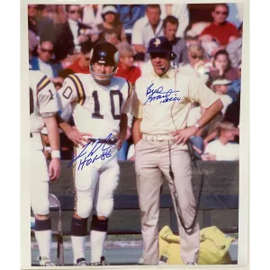 Fran Tarkenton and Bud Grant Signed and Inscribed 16x20 Photo