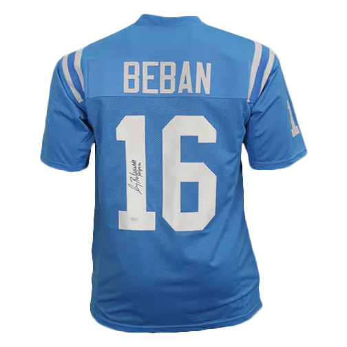 Gary Beban Autographed UCLA Football Jersey Blue (JSA) Heisman 67 Inscription