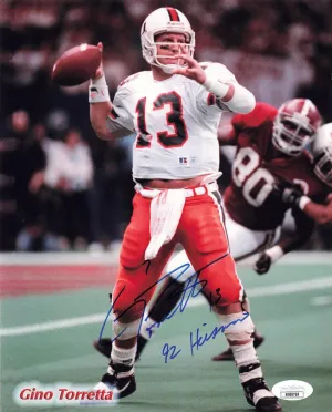 Gino Toretta Signed And Inscribed 92 Heisman 8x10 Miami University Photo (JSA NN88769)