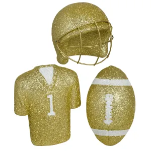 Glitter Football Ornament Assortment: Gold & White (Set of 3)