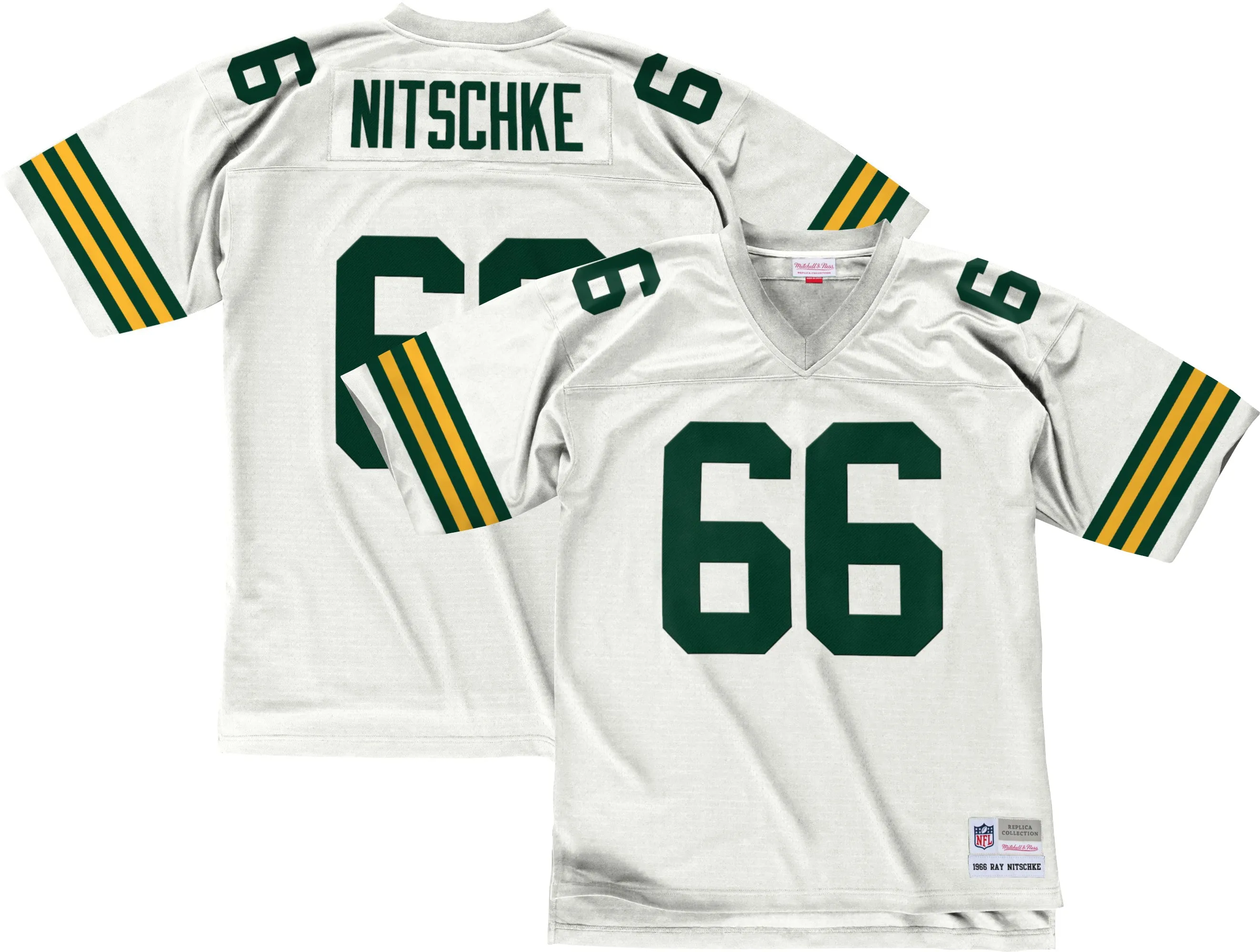 Green Bay Packers Ray Nitschke 1966 White Replica Jersey