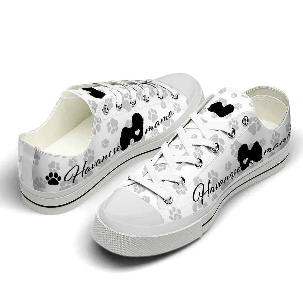 Havanese Paws Pattern Low Top Shoes - Happy International Dog Day Canvas Sneaker, Dog Printed Shoes, Canvas Shoes For Men, Women