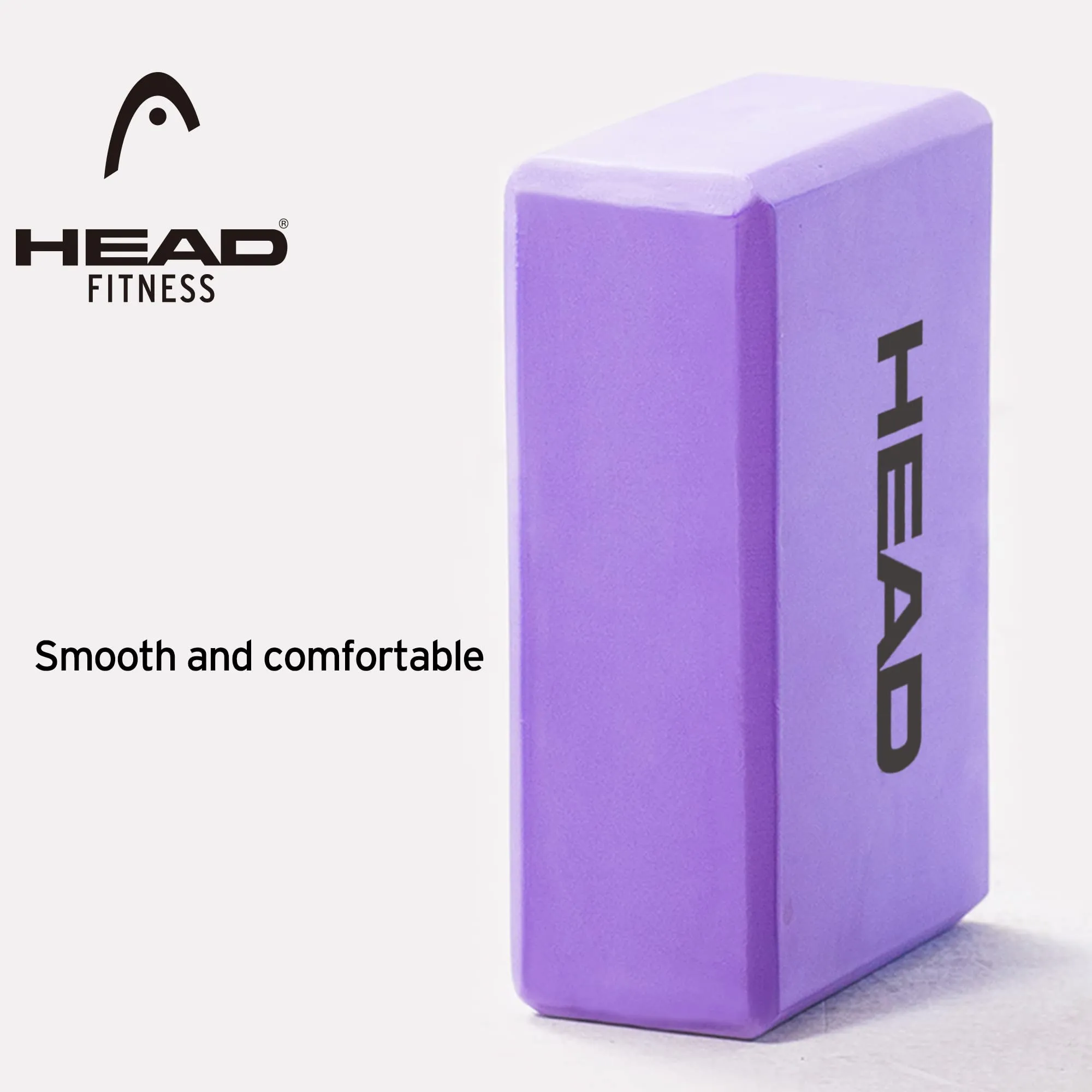 HEAD Yoga Block High Density PE Foam | Yoga Bricks for Balancing | Yoga Blocks Set of 1 | Yoga Accessories for Men & Women | Yoga Equipment for Improving Posture | Workout Support Bricks - Purple