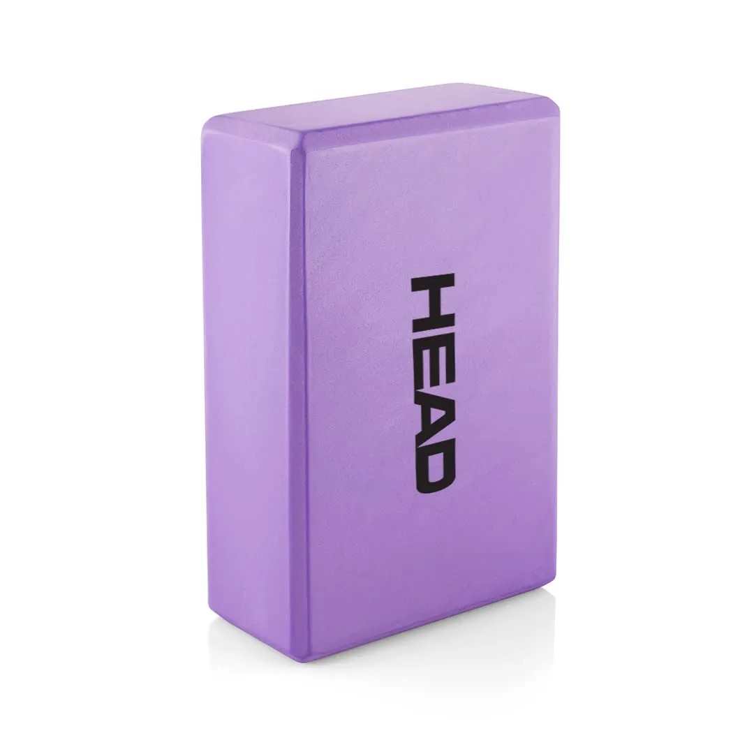 HEAD Yoga Block High Density PE Foam | Yoga Bricks for Balancing | Yoga Blocks Set of 1 | Yoga Accessories for Men & Women | Yoga Equipment for Improving Posture | Workout Support Bricks - Purple