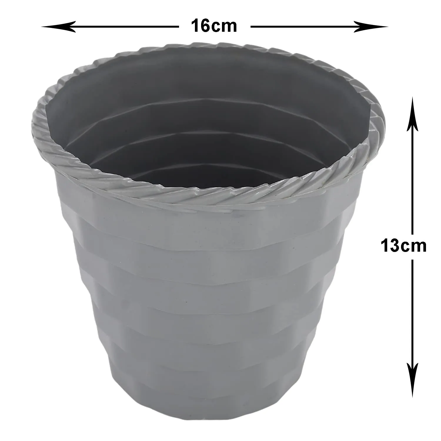 Heart Home Brick Flower Pot|Durable Plastic Flower Pots|Planters for Home Décor|Garden|Living Room|Balcony|6 Inch|Pack of 3 (Grey)