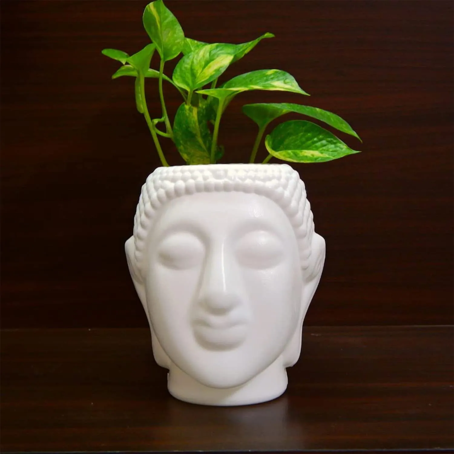 Heart Home Buddha Flower Pot|Buddha Head Shape Flower Planter|Plastic Flower Plant for Home Décor|Office Décor|Pack of 5 (White)