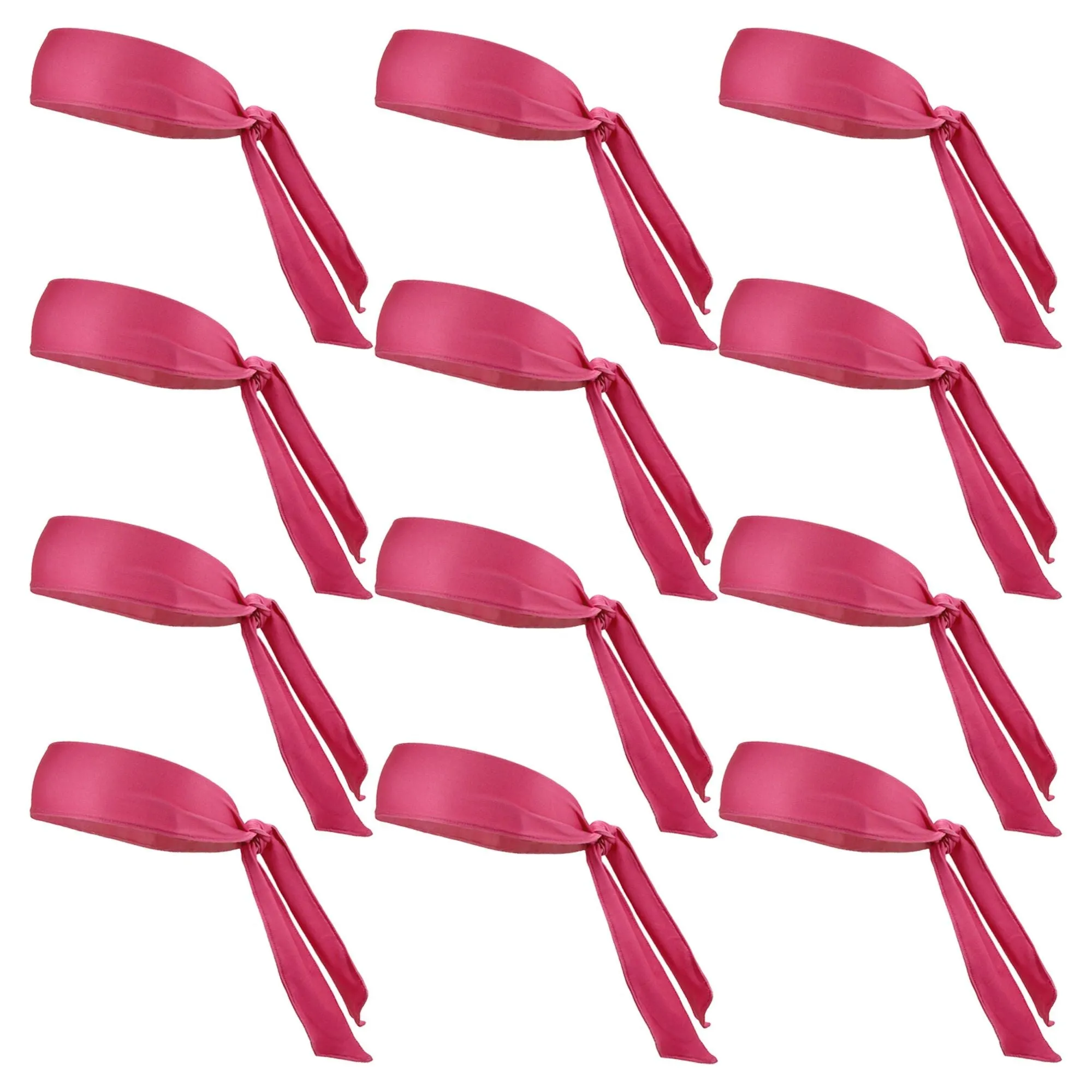 Hot Pink Tie Headbands - 12 Pack