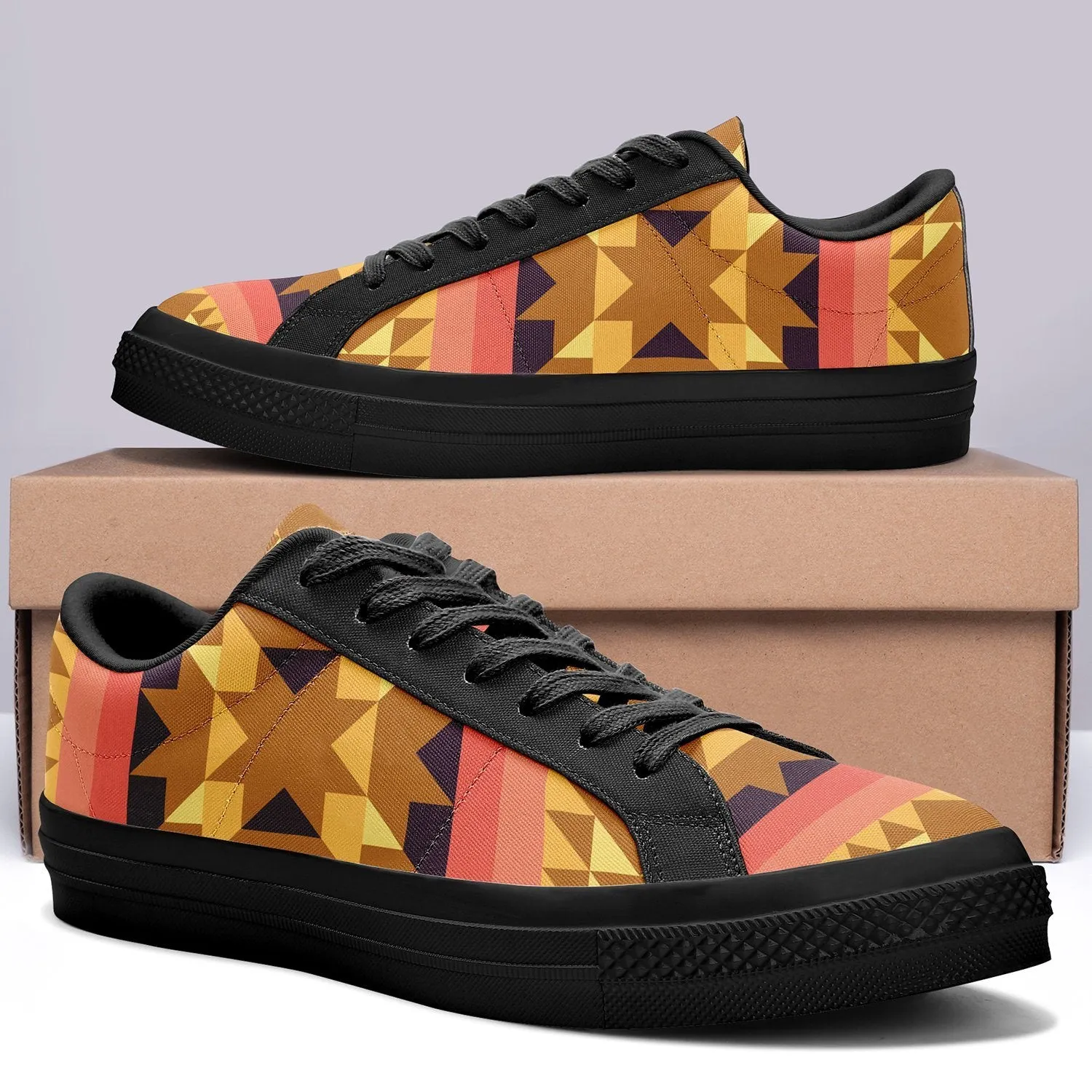 Infinite Sunset Aapisi Low Top Canvas Shoes Black Sole