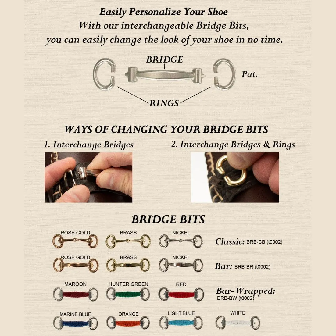 Interchangeable 'Bridge Bits®' Shoe Accessories by T.B. Phelps