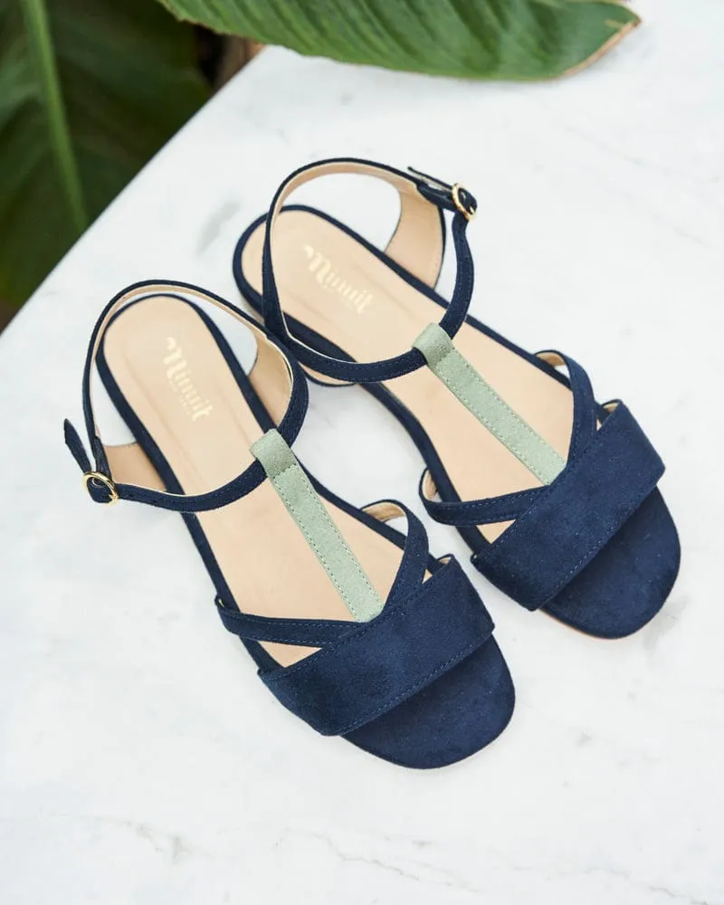 Iris Vegan Suede Strappy Sandals | Midnight Blue