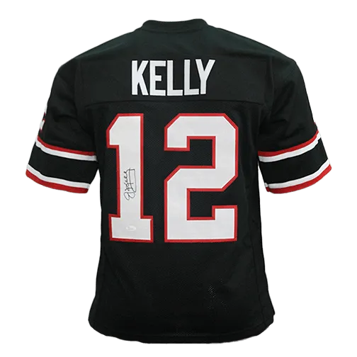 Jim Kelly Gamblers Autographed Football Jersey Black (JSA)