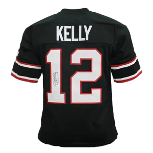 Jim Kelly Gamblers Autographed Football Jersey Black (JSA)