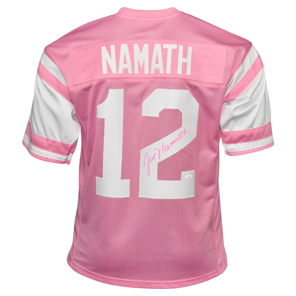 Joe Namath Signed Breast Cancer Awareness Jersey Pink and White Custom Jersey (JSA Witnessed)