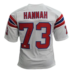 John Hannah Autographed Pro Style Football Jersey White (JSA) w/ Inscription